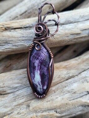 Handcrafted  Copper Wire Wrapped Pendant Featuring Kammererite Cabochon
